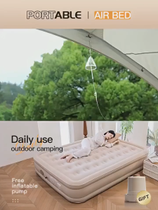 Free pillow and lamp AutoPump Air Bed Double Single Inflatable Bed Queen King Family Size For Camping With electric Pump For Camping Tent sofa bed