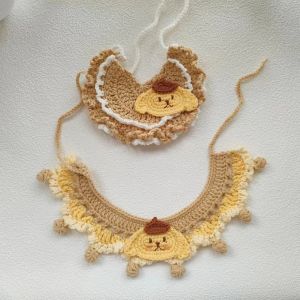 Handcrafted Pet Necklace Scarf Cute Doll Pocket Decorative Bandana for Dogs And Cats Saliva Towel Circle Choker Universal Use
