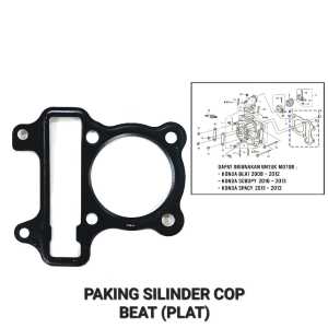 Paking Silinder Cop CHTP Beat - Gasket Packing Peking Cylinder Silinder Block Head Kop Atas Bahan Plat Honda Beat Spacy Scoopy Karbu Lama Old
