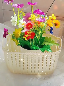 PaulWeekend วัสดุพลาสติก ตะกร้าที่เก็บพลาสติกหวายเหมือนตระกร้าใส่ของตั้งโต๊ะกล่องเก็บขนมครัวที่เก็บอาบน้ำในห้องน้ำตะกร้ากล่องเก็บของ