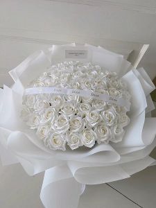 99 White Rose Bouquet Preserved Fresh Flower Artificial Soap Flower Finished Valentines Day Girlfriend Birthday Gift for Girlfriend