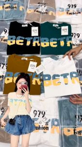 Áo Thun Thái Nữ [Mã A87] Form Vừa 40~60kg Chữ Nổi Dập 2 Tay Điểm Nhấn Cotton Mềm Mịn Mát [BERT]