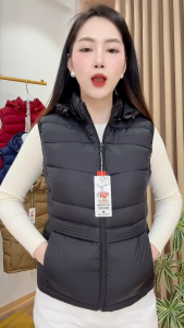 Áo Phao Gile Sát Nách Lông Vũ Siêu Nhẹ Dáng Lửng Nữ Có Mũ Tháo Rời Nhiều Size M-4XL Chất Mềm Mại Giữ Ấm tốt phù hợp thời tiết lạnh Mùa Đông phong cách sang trọng