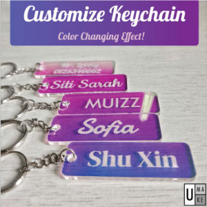 Color changing Acrylic Keychain Customize Name Keychain Nama Sendiri Custom Made Nama Engrave/Keychain Nama Rantai kunci