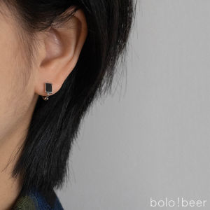 Punk Street Style Black Short Square Hip Hop Trendy Cool Earring for Men and Women