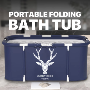 Lucky Deer Foldable Bathtub for Adults 110cm Spacious Soaking Tub with Double Drain