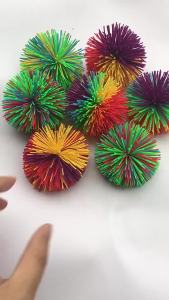 4pcs Stringy Balls Sensory Stringy Ball Soft Rainbow Pom Bouncy Stress Bags Stocking Stuffers Party Favors Birthday Gifts