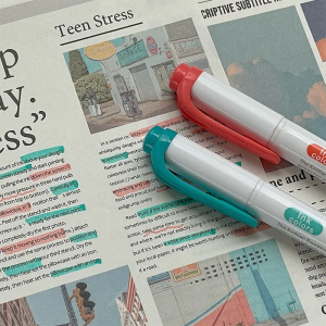 Fluorescent Marking Pen Dual Head Colorful Highlighter Student Use High Aesthetic Value Ins Style Note Taking Pen for Middle School