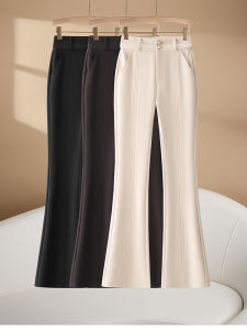 Fashion High Waist Bell Bottom Pants Womens Pure Color Slimming Versatile Nine Point Pants Commute Style Korean Version