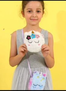 Kid Unicorn Fur Cartoon Sling Crossbody Bag