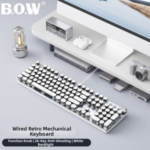 B.O.W | Retro Wireless & Wired Mechanical Keyboard and Mouse Set Gaming Silent