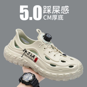 Mens Summer Outdoor Sandals Anti-Slip Headed Clog Shoes Soft Bottom Driving Beach Slippers Comfortable EVA Slip-On Flip Flops