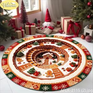Christmas Round Rug Soft Non-Slip Decorative Carpet for Indoor Living Room Sofa Coffee Table Festive Xmas Home Decor 2026