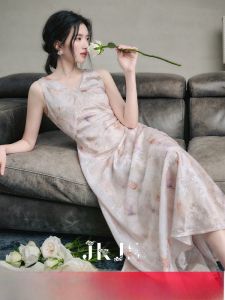 JK&JS | Đầm Cheongsam Dáng V Cổ Cho Mùa Hè Nữ