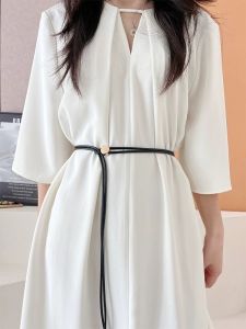 Adjustable Long Soft Leather Rope Waist Belt for Women Summer Fashion Decorative Skirt Shirt Matchings Versatile Thin Waist Belt