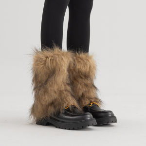 Warm Faux Fur Leggings Socks Y2K Spicy Girl Outerwear Autumn Winter Boot Covers Trendy Cultural Small Things Stockings