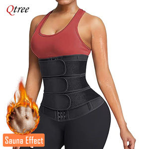 Qtree Neoprene Women Waist Trainer Belt Workout Tummy Control Belly Cincher Sauna Sweat Girdle Sport Fat Trimmer Slimming Band