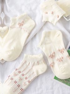 สินค้ายอดฮิต ถุงเท้า ผ้าลูกไม้ บาง สีขาว แฟชั่นฤดูใบไม้ผลิ และฤดูร้อน สไตล์ยอดฮิต สําหรับผู้หญิง และนักเรียน น่องสไตล์วิทยาลัย นุ่ม ถุงเท้าหูกระต่าย การ์ตูน รุ่น LA350