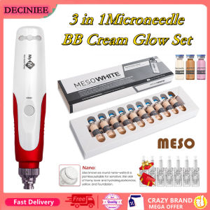 DECINIEE Professional Electric Derma Pen Set BB Cream Glow Beginner Starter Kit Microneedling Pen Essence Set for Whitening Skin Brightening Serum Foundation Skin Care
