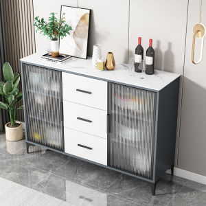 Accessible Luxury Solid Wood Stone Plate Sideboard Living Room Tea Cabinet Dining Room Cupboard Kitchen Multi-Function Storage Cabinet Side Cabinet