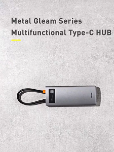 Baseus Metal Gleam 7 in 1 Multi Purpose Laptop Notebook PC Mobile Hub Type C 100W HDMI RJ45 SD/TF Card Reader