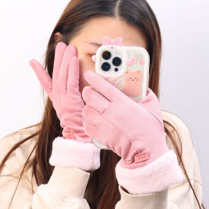 ถุงมือหนังนิ่ม แบบเต็มนิ้ว ให้ความอบอุ่น กันลม กันความร้อน สำหรับกีฬากลางแจ้ง แฟชั่นฤดูหนาว สําหรับผู้หญิง