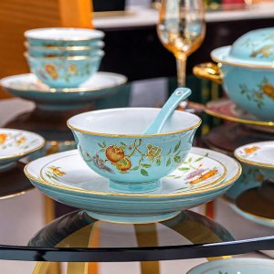 COMEPUSSI | Chinese Style Ceramic Bowl Household Use Elevated