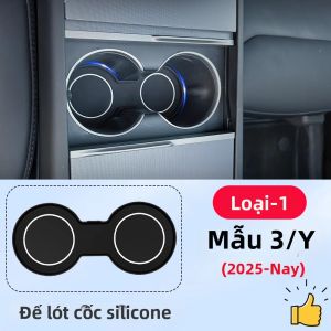 Tấm Lót Cốc Thảm Tổ Chức Đồ Dùng Đế Lót Tay Vịn Trung Tâm Tesla Model 3/Y Chất Liệu Gel Silica Phụ Kiện Ô Tô Dành Cho Các Mẫu Xe 2025-2026