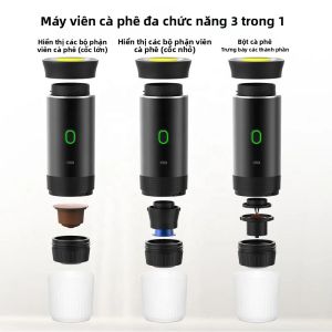 Máy Pha Cà Phê Espresso Điện Không Dây JFBONIN 3 Trong 1 Di Động Dùng Được Cho Cà Phê Viên Nén Và Cà Phê Bột Dùng Được Cho Ô Tô Nhà Cửa Và Cắm Trại