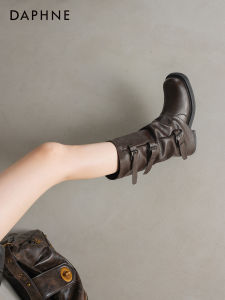 Daphne | New Winter Thick Sole Wrinkle Mid-length Riding Boots