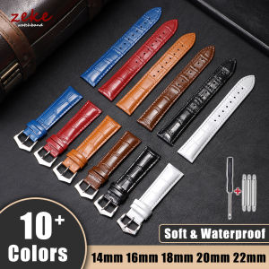 High Quality Calfskin Genuine Leather Strap 14mm 16mm 18mm 20mm 22mm Steel Pin Buckle Watch Band Slub Pattern Watch Accessories