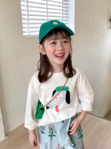 Cute Cartoon Print Long Sleeve Pure Cotton Baby T-Shirt Childrens Base Shirt Spring Autumn Seasonal Clothing for Toddlers And Kids