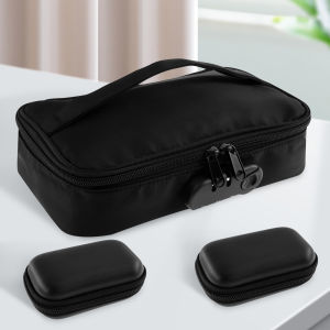 Lockable Toy Storage Bag Portable Travel Organizer Case for Men/Women Lockable Makeup Box Lockable Bag with 2 Mini Zipper Box