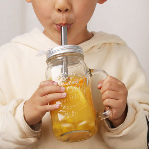 Large Capacity Mason Cup with Straw Bubble Milk Tea Cup Household Cold Drink Glass Coctail Glass Juice Fruit Tea Cup