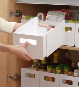Cabinet Storage Box Adjustable Drawer-type Desktop Deep Cabinet To Store Sundries Kitchen Organizer Storage Basket
