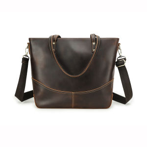 CONTACTS Genuine Leather Shoulder Bags for Women  Handbag Tote Crossbody Bag Women Handbag Women Bags For 14.2 Inch Laptop