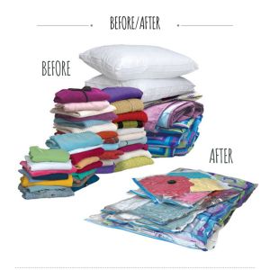 FREE Hand Pump + 70x100CM Thick Quilt Ultra Large Vacuum Compression Storage Bag for Comforters Pillows Clothes (Transparent)