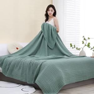 White Muslin Home Throws 100% Cotton 6-Layer Gauze Blanket Soft Breathable Muslin Throw for Hotel Spa and Home Decor