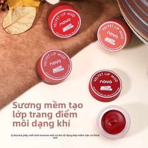 Son Môi NOVO Velvet Frosted Jelly Lip Mud 5g Màu Đỏ Trà Lâu Trôi Son Bóng Mờ Dạng Kem Dưỡng Ẩm Cho Mọi Loại Da