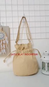 SATU ALAT Tas Selempang Serut LATHI 100% Canvas Premium Tebal Tas Kanvas