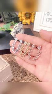 Huitan Aesthetic Flower Stud Earrings Climb Ear Earrings Exquisite Womens Ear Accessories with Dazzling CZ New Fashion Jewelry