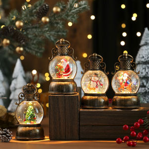 15CM 2025 Christmas Village Christmas Tree Lights With Music Rotating Music Box decoration Christmas Gift
