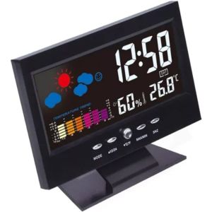 Digital LED Weather Station Temperature & Humidity Monitor With Forecast Display & Table Alarm Clock Large Screen Weather Clock