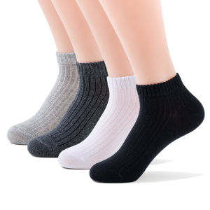 Pure Cotton Childrens Boat Socks Thin Mouth Short Socks for Boys Student Socks White Black Spring Autumn Seasonal Kids Footwear