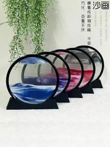【Penghantaran Damacang】Melegakan Tekanan Mewah 3D Seni Pasir Mengalir Bulat Jam Pasir Kabinet Pintu Masuk Ruang Tamu Belajar Hiasan Desktop  Ornamen Warna Rawak