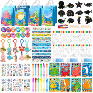 Potdemiel | 120 Pcs Ocean Birthday Party Favors-Ocean Animal Birthday Gift Bags Temporary Tattoo Diy Stickers etc Under the Sea Party Favors