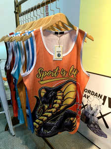 New Original Design Loose Mesh Basketball Training Top round Neck Quick Dry Mens Sport Sweat Vest Blue Ball Jersey BX