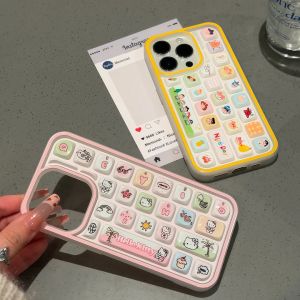 Cute Keyboard Pattern Phone Case for iPhone 16 pro Max Cartoon Kitty Cat Design Protective Shell Soft Plastic Cover Anti-Fall