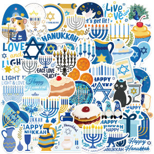 50pcs Hanukkah Stickers PVC Suitable For Suitcases Gift bags Water bottles Notebooks and Office sticker