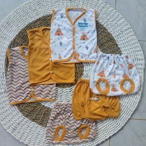 Arista Baby 3set / 6pcs Baju Bayi Baru Lahir Setlan Kutung Da Celana PopBaby Newborn Seri Abuabu